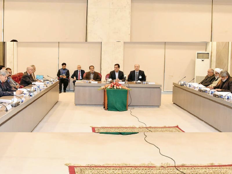 national assembly speaker sardar ayaz sadiq chairs the first meeting between the committees of the treasury and opposition benches at the parliament house photo ppi