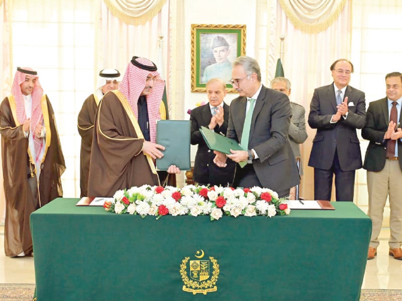 prime minister shehbaz sharif witnesses the signing of an oil import financing facility agreement with saudi arabia in islamabad photo ppi