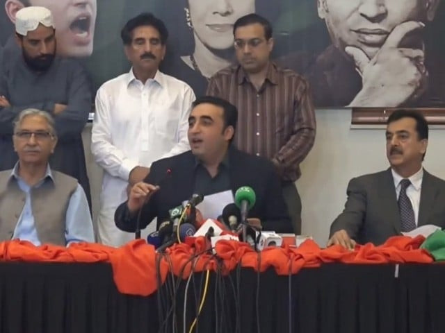 pakistan peoples party ppp chairman bilawal bhutto zardari addressing a press conference in lahore following party s cec meeting on september 15 2023 screengrab pakistan peoples party ppp chairman bilawal bhutto zardari addressing a press conference in lahore following party s cec meeting on september 15 2023 screengrab