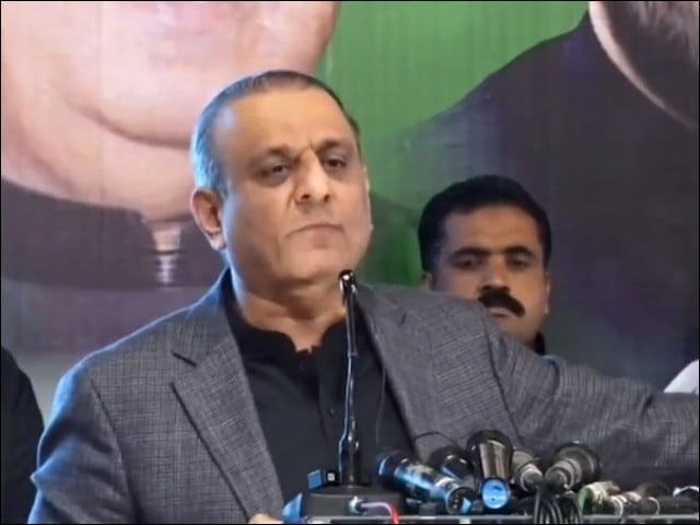 ipp president aleem khan addressing party workers in taxila on november 9 2023 photo screengrab