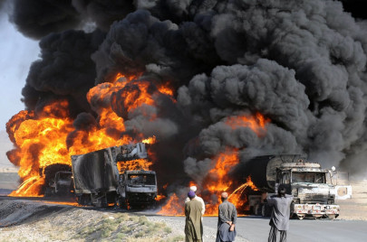 three nato oil tankers torched in balochistan