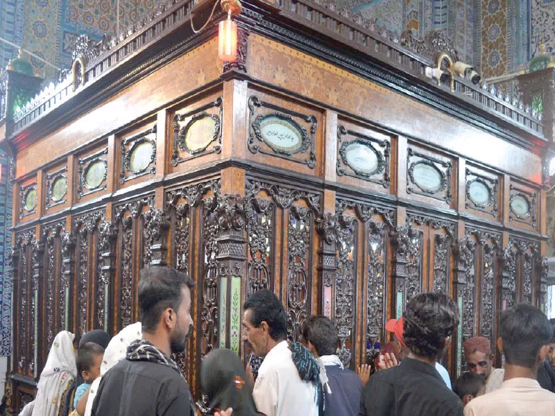 people pay respects at the shrine of shah abdul latif bhitai on the first day of the annual urs of the sufi saint at bhit shah in matiari district near hyderabad photo inp people pay respects at the shrine of shah abdul latif bhitai on the first day of the annual urs of the sufi saint at bhit shah in matiari district near hyderabad photo inp