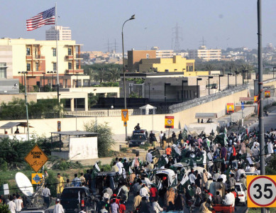 ground realities statements made in washington lead to street protests in karachi