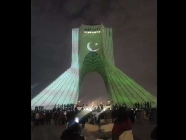 pakistani flag was illuminated alongside the iranian flag to show the close and brotherly ties between the two neighbouring countries photo express