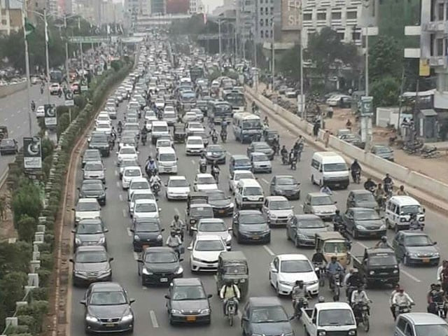 major thoroughfares including sharea faisal closed for traffic