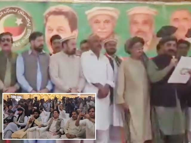 pti officials during a jirga in khyber pakhtunkhwa on june 26 2024 photo express