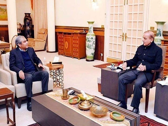 interior minister mohsin naqvi in a meeting with prime minister shehbaz sharif photo express interior minister mohsin naqvi in a meeting with prime minister shehbaz sharif photo express