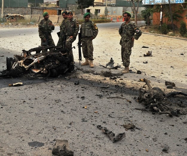 bomb kills six afghan construction workers police