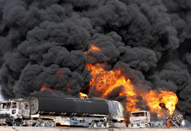 two dead as nato oil tanker torched in dasht two dead as nato oil tanker torched in dasht