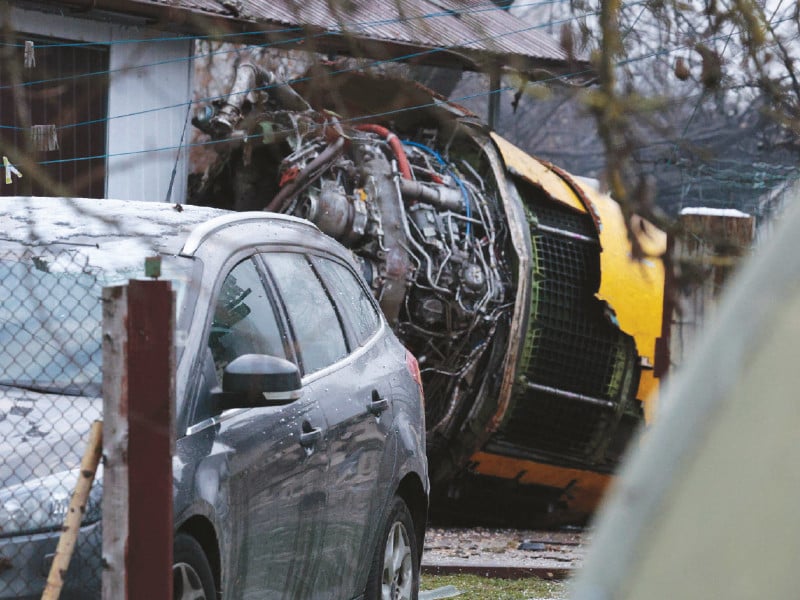 the wreckage of a cargo plane is seen in a house in vilnius photo afp