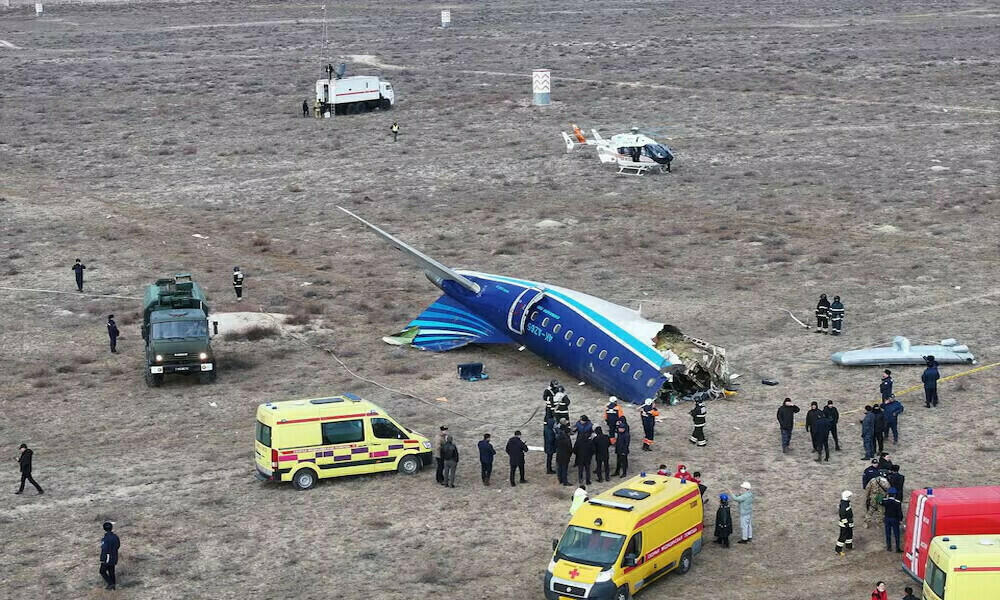 a drone view shows the crash site of an azerbaijan airlines passenger plane near the city of aktau kazakhstan on december 25 2024 photo reuters