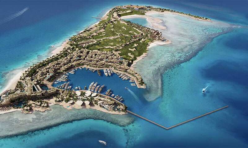 a visual representation of sindalah an island constructed as part of saudi arabia s neom project photo neom