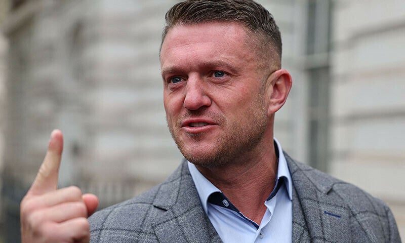 far right activist stephen yaxley lennon also known as tommy robinson arrives at westminster magistrates court in this file photo from april 2024 photo afp