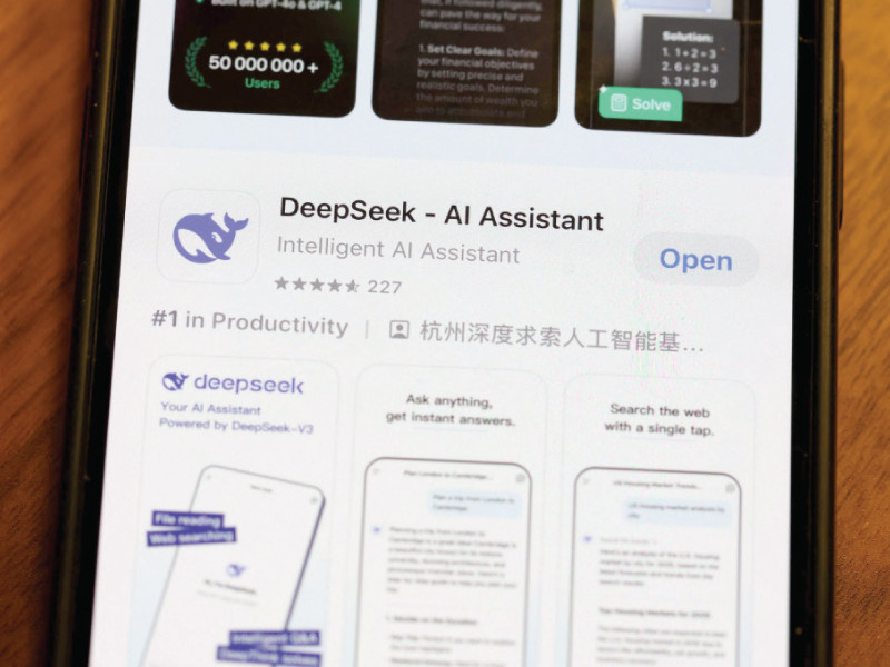 the deepseek app is displayed on an iphone screen in san anselmo california photo afp