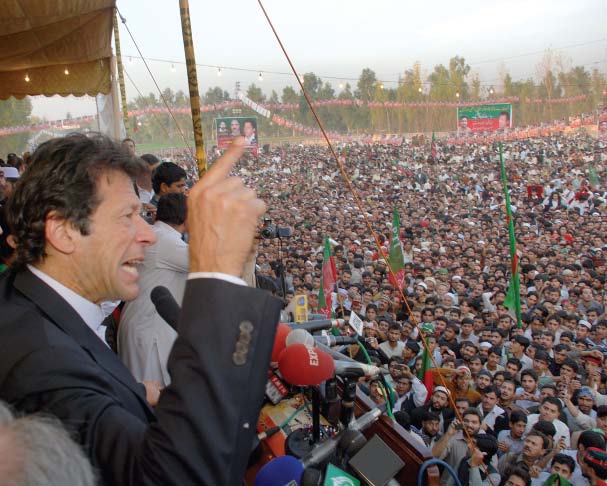 khyber pakhtunkhwa rally imran khan insists he has no hidden backers