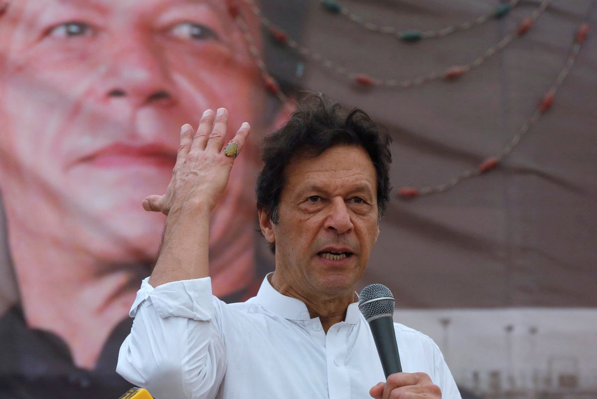 imran khan chairman of the pakistan tehreek e insaf pti gestures while addressing his supporters during a campaign meeting ahead of general elections in karachi pakistan july 4 2018 reuters akhtar soomro file photo