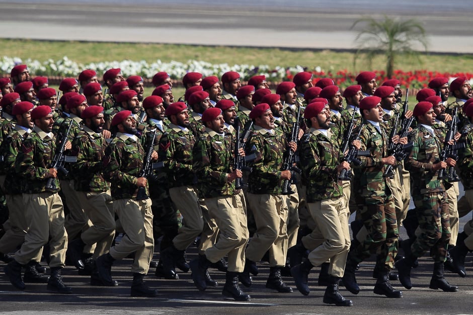 Commandos from the Special Services Group (SSG) march during Pakistan Day military parade in Islamabad. PHOTO: REUTERS