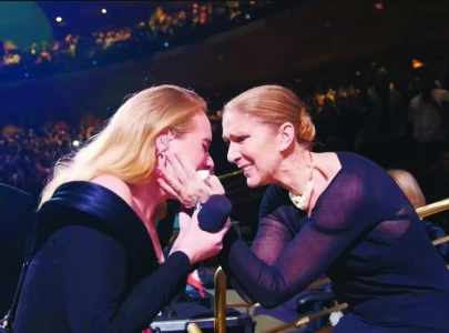 adele surprised by celine dion during vegas concert