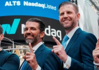 donald trump jr and eric trump gesture outside the nasdaq building after ringing the opening bell to celebrate the closing of alt5 s 1 5 billion offering and adoption of its wlfi treasury strategy at the nasdaq market in new york city us august 13 2025 reuters