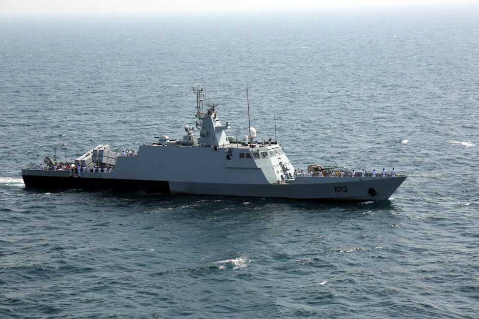 A warship during the fleet review phase of Aman-19.