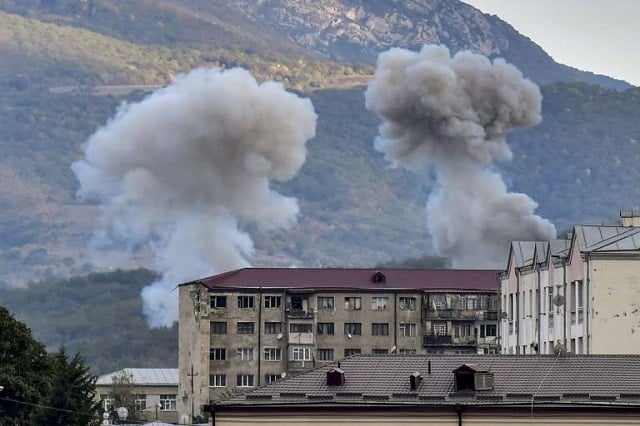 Shelling continued in Karabakh capital Stepanakert on Friday. PHOTO: AFP
