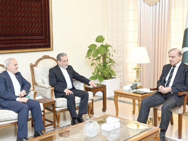 prime minister shehbaz sharif greets iranian foreign minister seyyed abbas araghchi prior to their meeting photo express prime minister shehbaz sharif greets iranian foreign minister seyyed abbas araghchi prior to their meeting photo express