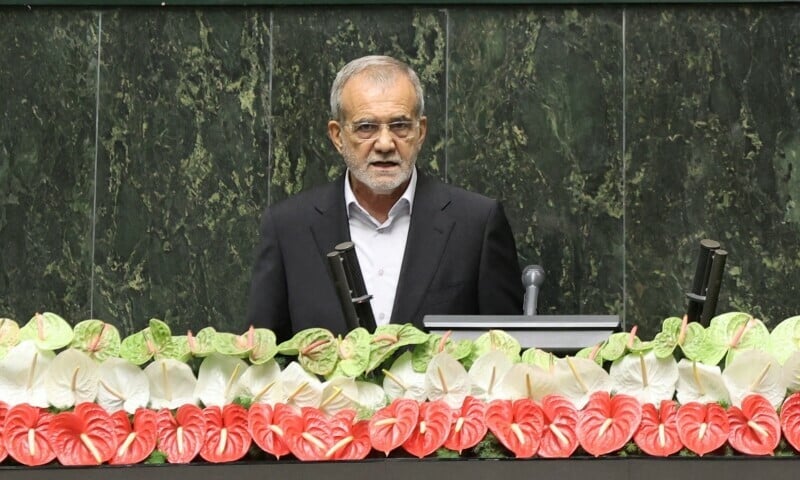 iran s new president masoud pezeshkian attends his swearing in ceremony at the parliament in tehran iran on july 30 photo reuters