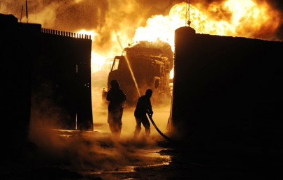 nato driver killed tankers burnt police nato driver killed tankers burnt police