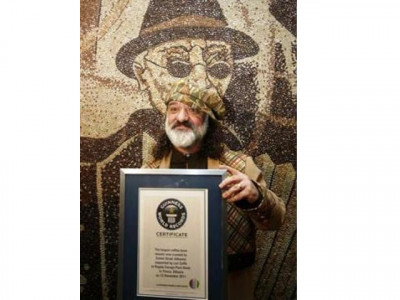 albanian makes world s largest coffee bean mosaic