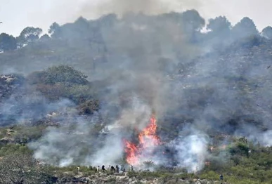 fire erupts at three points in margalla hills