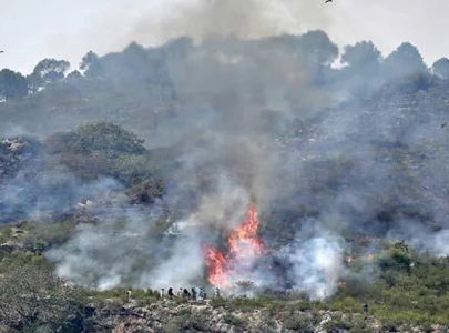 fire erupts at three points in margalla hills fire erupts at three points in margalla hills