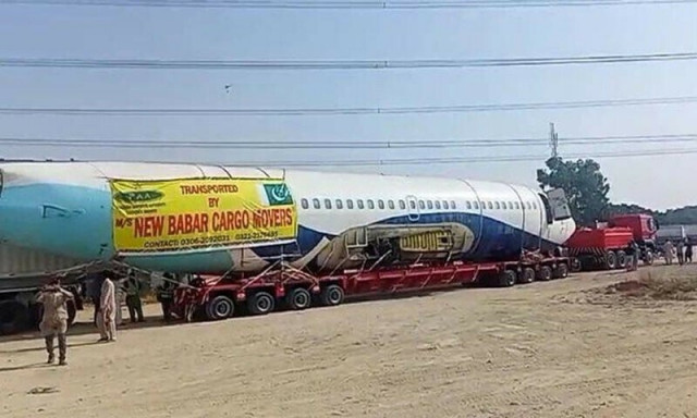 retired boeing 737 transported by road from karachi to hyderabad for training retired boeing 737 transported by road from karachi to hyderabad for training