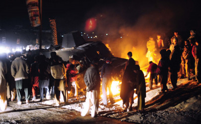 encounter protesters set fire to police post