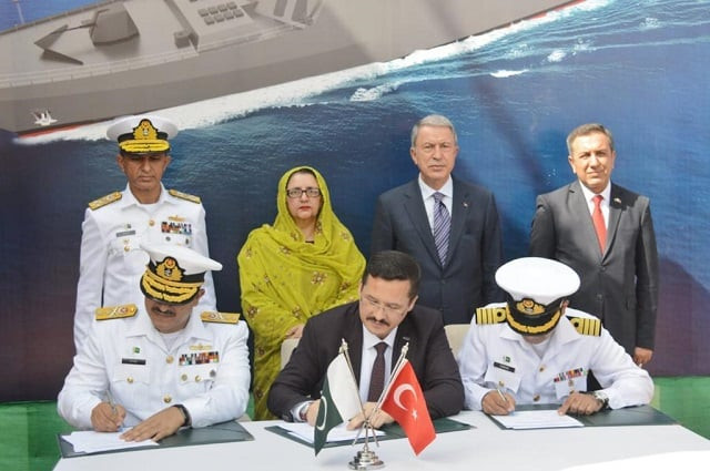milestone certificate being signed between officials of karachi shipyard engineering works and m s asfat during milgem class corvette photo public relations directorate pakistan navy milestone certificate being signed between officials of karachi shipyard engineering works and m s asfat during milgem class corvette photo public relations directorate pakistan navy
