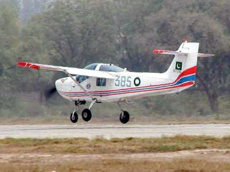 a training jet lands at the walton airport quaid i azam and officers of the british government had used the airport in the past photo express