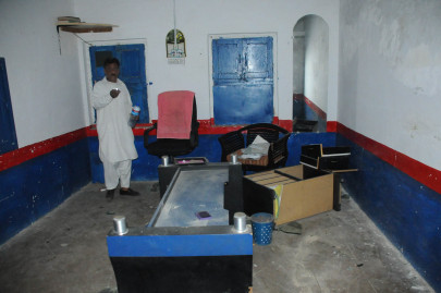 burnt down illegal residents set police post in shanti nagar on fire