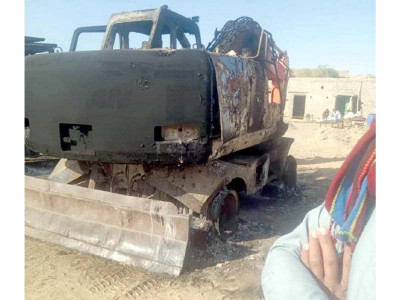 miscreants torch construction machinery in waziristan miscreants torch construction machinery in waziristan