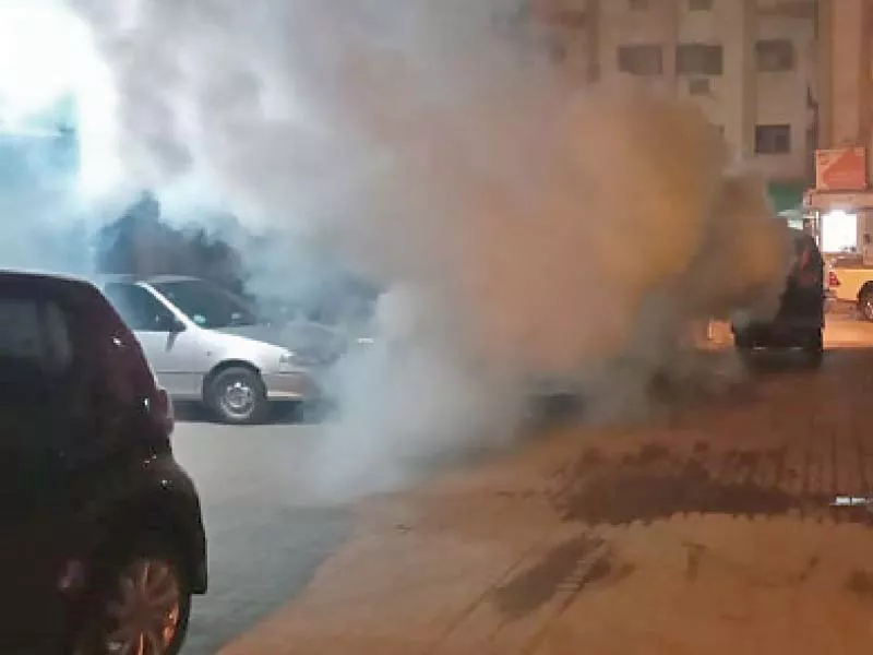 workers of clifton cantonment board busy in anti mosquito spray in the dha locality on friday evening photo express workers of clifton cantonment board busy in anti mosquito spray in the dha locality on friday evening photo express
