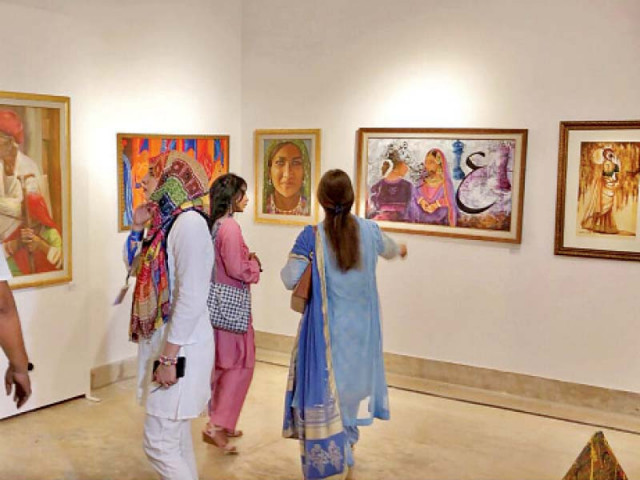 people look at paintings by female painters on display at sambara art gallery liaquat memorial library photo express people look at paintings by female painters on display at sambara art gallery liaquat memorial library photo express