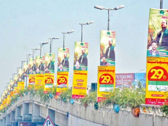 a view of the banners put up across the garrison city on the occasion of the arrival of former prime minister and pml n chief mian muhammad nawaz sharif photo agha mahroz express a view of the banners put up across the garrison city on the occasion of the arrival of former prime minister and pml n chief mian muhammad nawaz sharif photo agha mahroz express