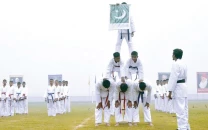 students display their athletic skills during a ceremony at a cadet college in faisalabad photo app