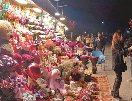 vibrant red decorations adorn major markets alleys and gift shops across the city in celebration of valentine s day photo express