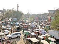 absence of traffic police officials and illegal parking has caused a massive traffic jam on delhi gate road photo ppi
