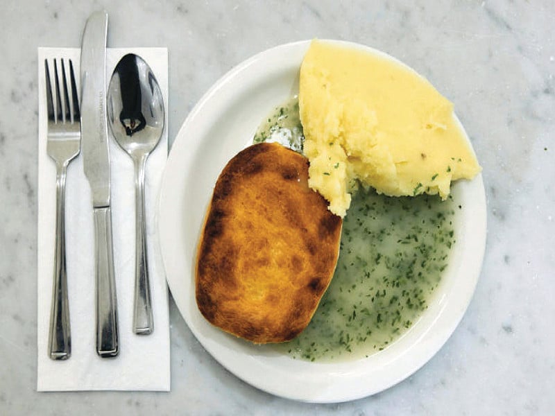 purists insist on using a knife and fork to eat pie and mash photo afp