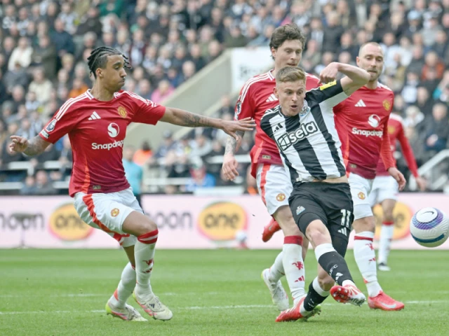 newcastle s harvey barnes in action against manchester united photo afp newcastle s harvey barnes in action against manchester united photo afp