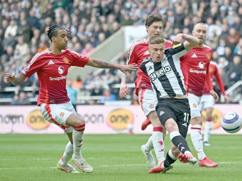newcastle s harvey barnes in action against manchester united photo afp newcastle s harvey barnes in action against manchester united photo afp