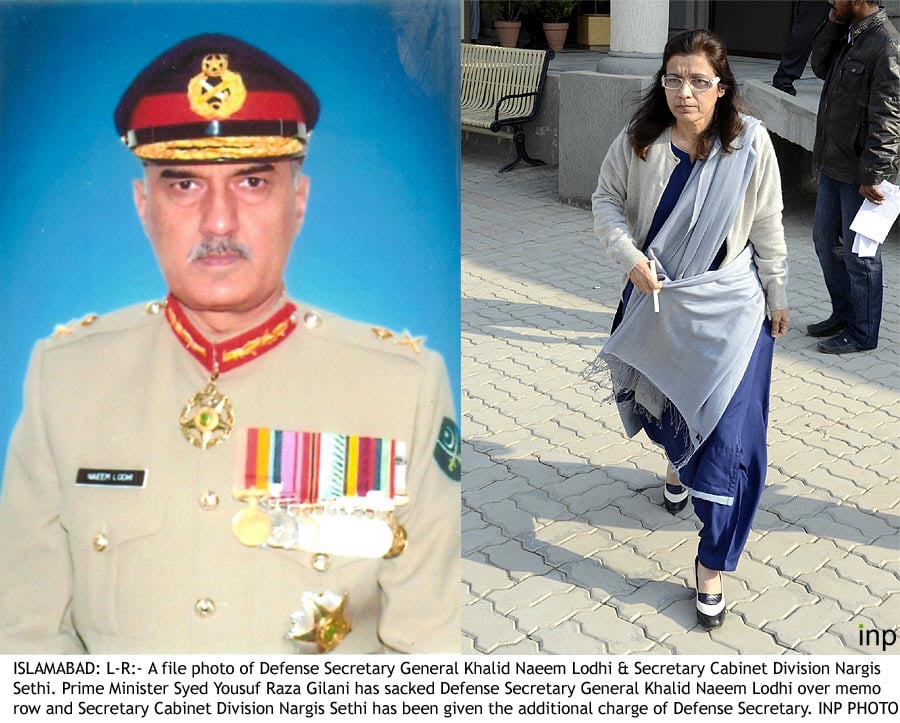 gilani removes lodhi from defence secretary post