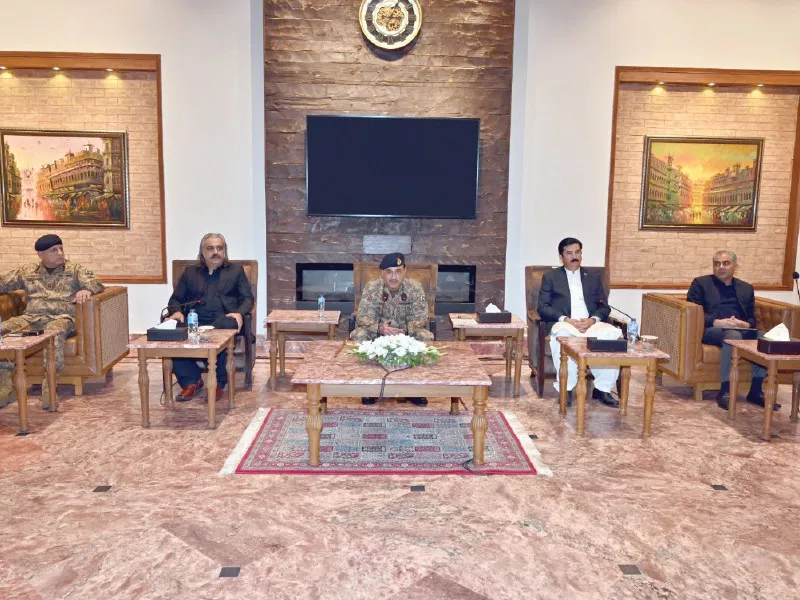 army chief general syed asim munir interacts with leaders of various political parties in peshawar photo ispr army chief general syed asim munir interacts with leaders of various political parties in peshawar photo ispr
