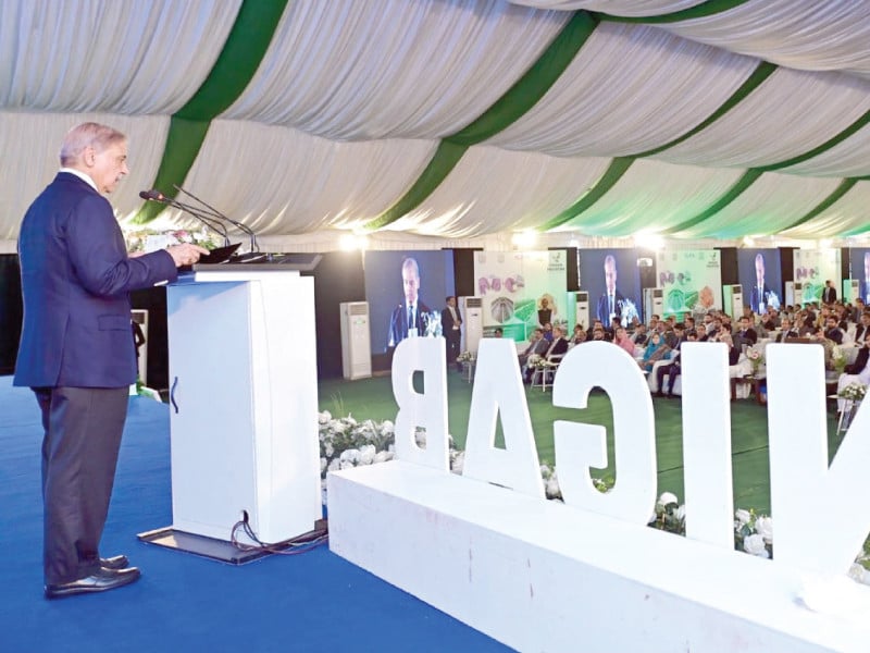 pm shehbaz sharif addresses the inaugural ceremony of the aeroponics technology complex for potato seed production in islamabad photo express