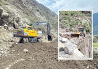 excavators carve through mountains of debris on the battered karakoram highway where relentless rains flash floods and landslides stranded thousands of travellers across lower kohistan over the past 72 hours photos express